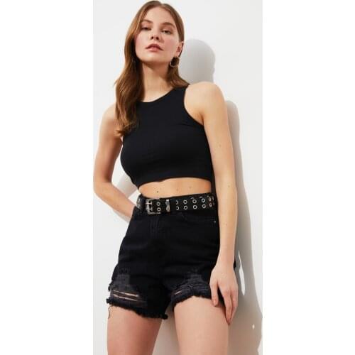 Trendyol Yırtıklı Denim Shorts TWOSS21SR0167