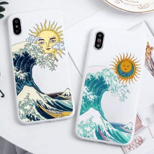 Aesthetic vaporwave sea Phone Case Candy Color for iPhone 11 12 mini pro XS MAX 8 7 6 6S Plus X 5S SE 2020 XR cover funda coque