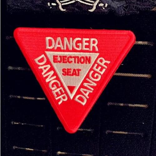 Ejection Seat Danger Embroidery Patches Red Triangle Tactical Military Car Seat Decoration Badges For Backpack Vest Velcro