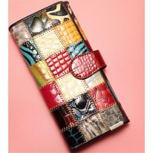 HIGHFOCAL Genuine Leather Womens Wallet Multifunction Womens Clutch Wallets Brand Purses Female Coin Card Holder Phone Bag