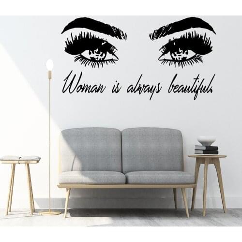 Beauty Stickers Eyes Vinyl Wall Sticker For Beauty Salon Decoration Wall Decal Girl Bedroom Vinyl Wallpaper Poster Murals