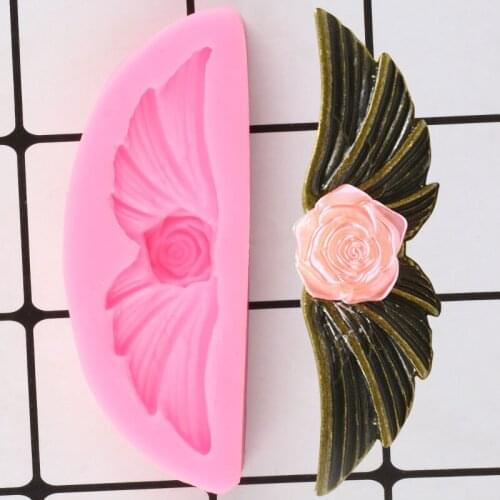 Angel Wings Rose Flower Silicone Mold Cake Decorating Tools Cupcake Topper Fondant Molds DIY Candy Chocolate Gumpaste Mould