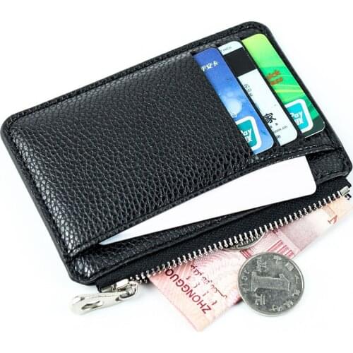 Hot Sale Men Wallet Solid Color Textured Pu Zipper Card Holder Mini Coin Purse New
