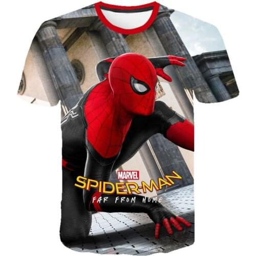Marvel Boys T Shirt Summer SpiderMan Short Sleeve Tees Fashion Casual Loose Large Size Cartoon 3D Printing T-shirt Kids Clothes