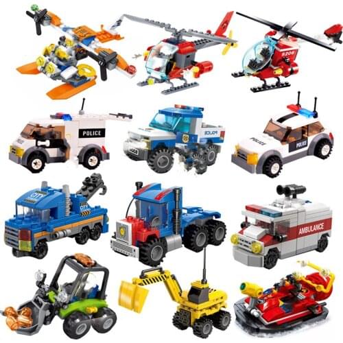 City Transformation Deformation Car Robot Ambulance Military Fire Truck Plane SWAT Police Army Tank Train Set Building Block Toy