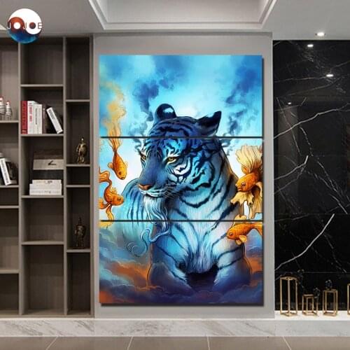 Dream by JoJoesArt HD print 3 piece canvas art Psychedelic Tiger ArtSailing Home Decoration Wall Pictures For Bedroom CU-3220C