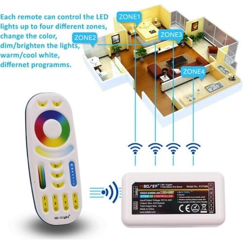 Mi Light RGB + CCT Remote Controller 2.4G Wireless 4-Zone RF Touch Remote WIFI Miboxer WL-Box1 For RGB/RGBW/CCT Led Strip