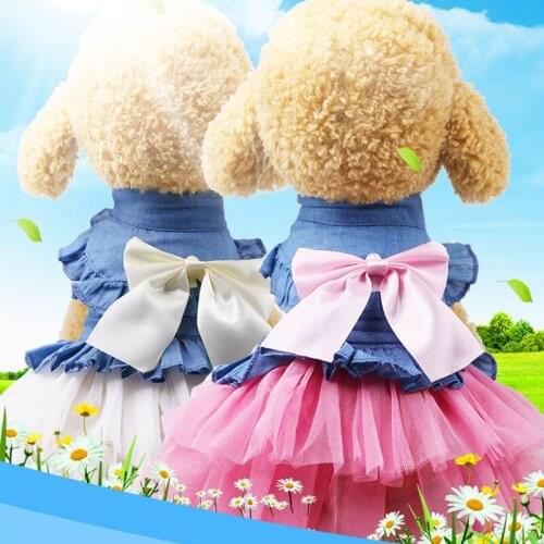 Cute Dog Clothes Denim Dress Fashion Pet Dog Skirt Clothing Small Dog Cat Spring Summer Comfortable Clothes Supplies XS-XXL