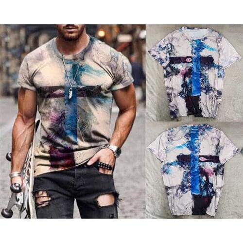 Men print color cross pattern 3DT shirt clothing oversize T-shirt shirt summer casual sports trend hip-hop short sleeves