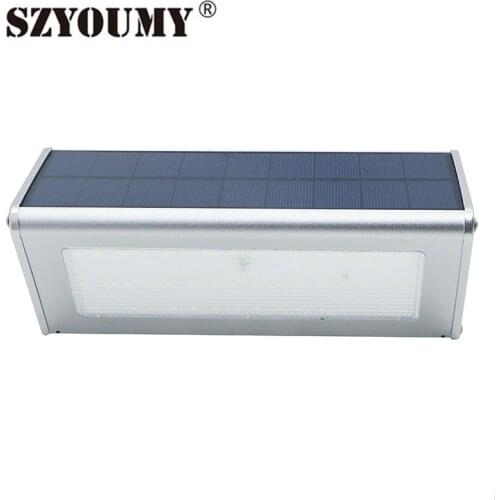 SZYOUMY High Quanlity 48 Led Solar Wall Light Radar Motion Sensor Aluminum case Outdoor White Light For Garden Yard