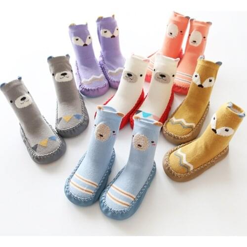 Newborn Baby Socks with Rubber Soles Infant Sock Autumn Winter Children Floor Socks Shoes Anti-Slip Soft Sole Sock Middle Tube