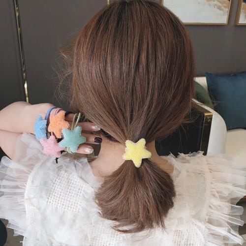 2021 New Cute Cartoon Jelly Hair Rope Girl Net Red INS Color Star Bear Rubber Band Tie Hair Ring Headdress