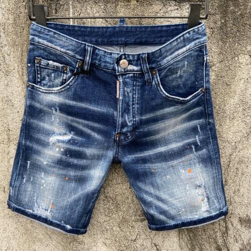 New Dsquared2 Jeans Mens European And American Trend Youth Slim Denim Shorts Casual Micro-Elastic Mid-Waist Straight-Leg Pants