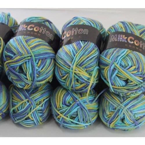 Sale 8ballsx50g Soft Cotton Baby Yarn New Hand-dyed Wool Socks Scarf Knitting Navy green Mixed 2075-17-8