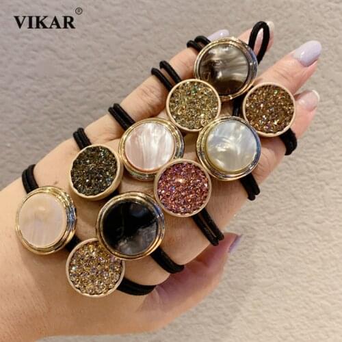 Luxury Rhinestone Elastic Hair Bands Women Girls Elegant Ponytail Holder Scrunchie Rubber Bands Hair Ropes Lady Hair Accessories