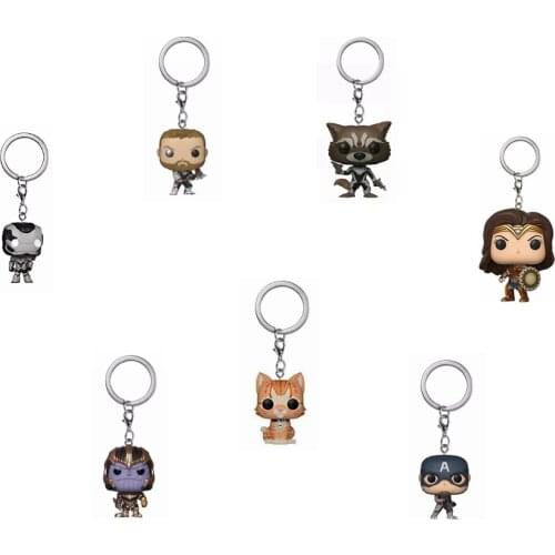 With retail box Endgame THANOS IRONMAN THOR Hulk Rocket Raccoon Keychains Action Figure Toy for Children gift Original Box