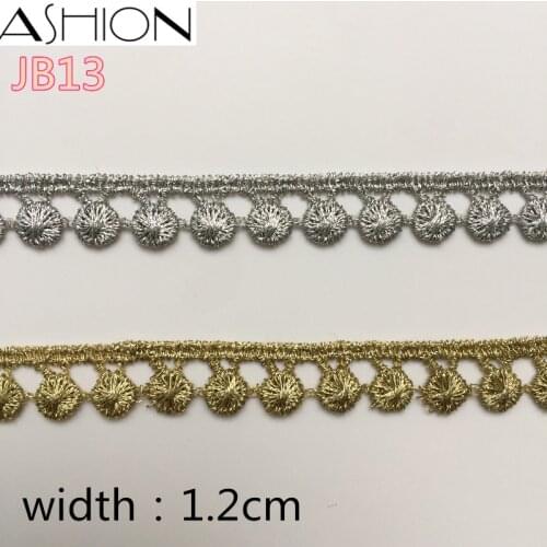 Width 12mm gold and sliver dot Water soluble Embroidery Lace trim Sewing Fabric JB13