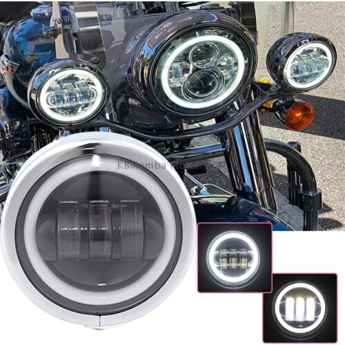 4.5 " LED Fog Light Angel Eyes Spot Fog Passing Light Lamp For Harley Touring Fog Lamp Assembly With Housing Ring Mount Bracket