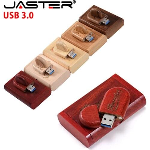JASTER Wooden+box usb flash drive pendrive 4GB 8GB 16GB 32GB maple usb 3.0 wooden LOGO print