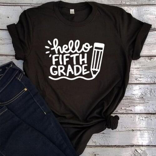 Hello Fifth Grade Shirt Back To School Tshirt 2021 Teacher Gift Aesthetic Graphic Tees Plus Gift for Teachers Tops Plus Size