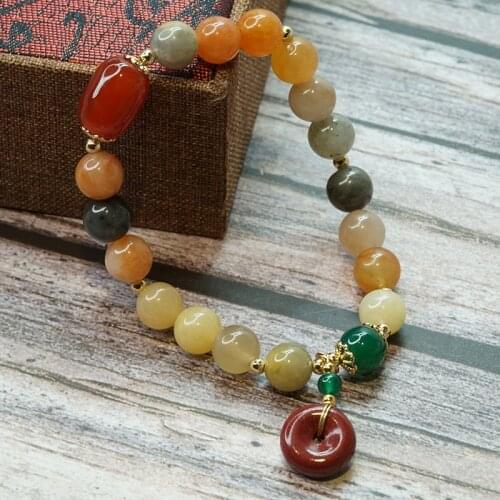 Women Fashion Natural Stone Peridot Gourd Bracelet Women Girl Jewelry