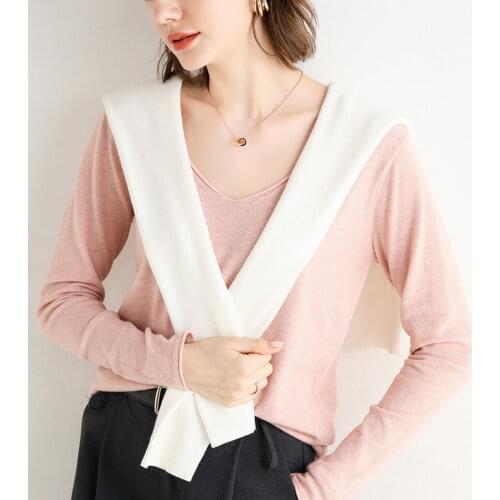 Autumn Winter Sweater Women 2020 Korean New V-neck Loose Sweater Women Long Sleeve Solid Pullover Knitted