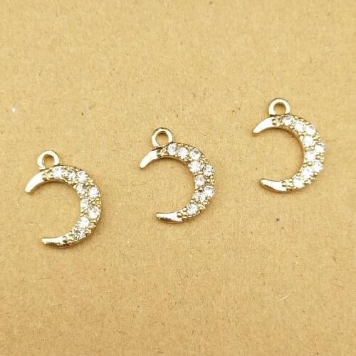 10pcs 12x17mm crystal moon charms for jewelry making earring pendant necklace and bracelet charms