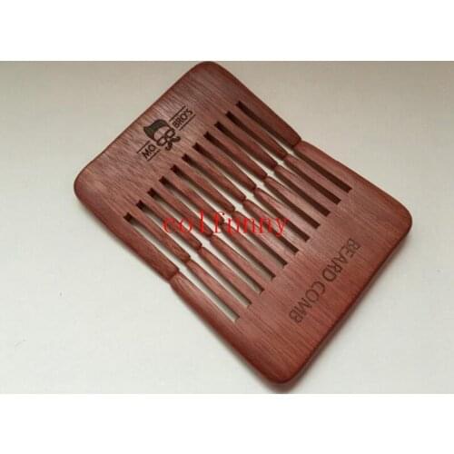 1000pcs/lotEngraved Your Logo Wide Teeth Wooden Combs Straight Pocket Wooden Beard Combs Custom Natural Red Amoora Wooden Comb