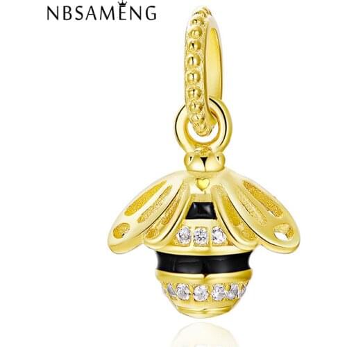 2018 Authentic 925 Sterling Silver Beads Shine Queen Bee Necklace Pendant Fit Original Bracelets Charms Jewelry