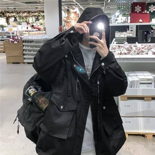 2020 Mens Fashion Trend Outerwear Metal Zipper Decoration Coats Streetwear Bomber Jacket Grey/black/khaki Color Windbreaker