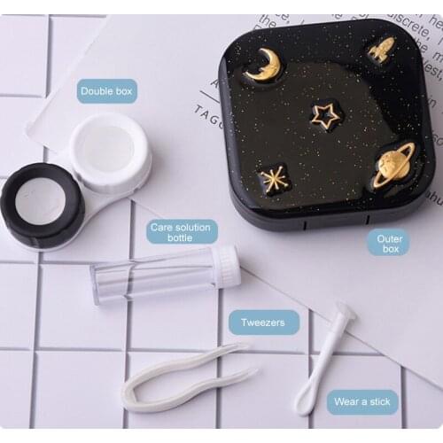 2021 Fashion Portable Contact Lens Case With Mirror Women Man Travel Contact Lenses box Mini Square Contact Container random 1pc