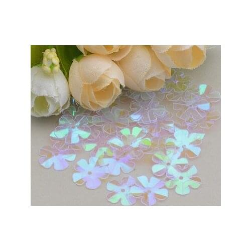 300pcs/lot Flower Sequins 20mm PVC Decoration Sewing DIY Wedding Craft Scrapbook For Clothing Transparent AB