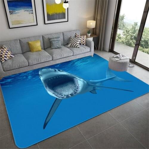 Shark Pattern 3D Mat For Bedroom Sea Animal Big Carpet Living Room Sponge Material Childrens Rug For Room Area Rug Boy Bedroom