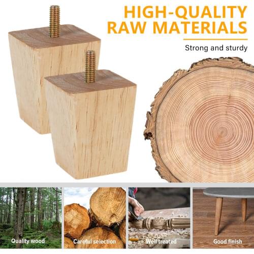 4 Pcs Solid Wood Furniture Feets Sofa Bed Cabinet Chair Replacement Feet Square Legs for Settee Table Home Furniture Accessories