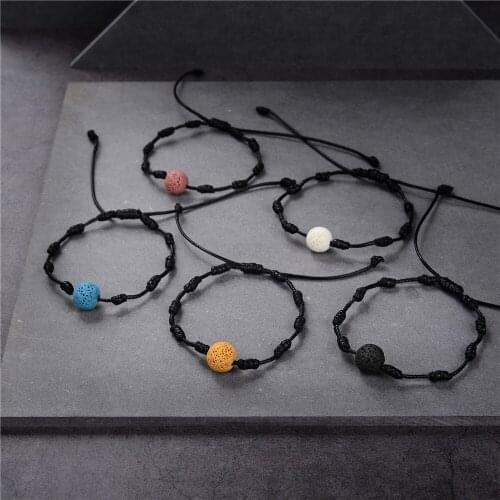 5 Colors Trendy Natural Stone Woven Rope Anion Bracelet Women/men Vintage Simple Chain of Lovers Strand Bracelets 7.5inch Y1004