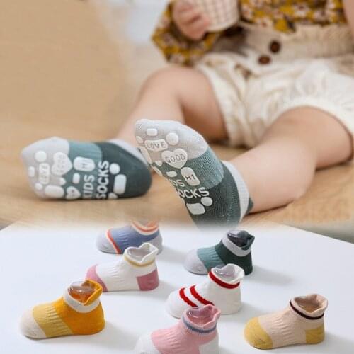 5Pairs/Lot Baby Socks Sofft Cotton Non-slip Newborn Floor Socks For Girl Boy Letter Cartoon Love Heart Children Kids Socks