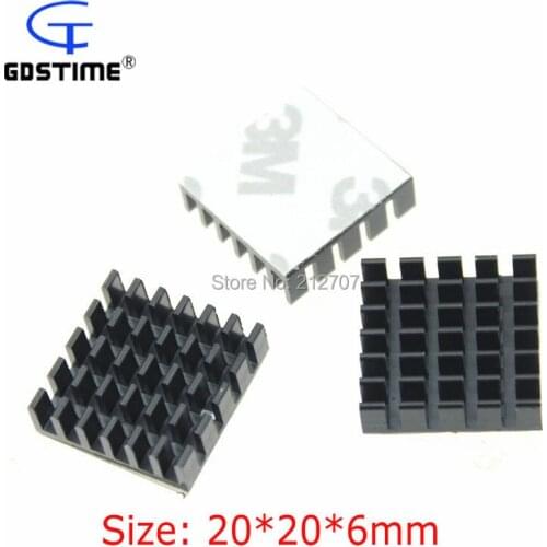 50 Pieces/lot Gdstime 20x20x6mm Black Heatsinks Heatsink IC CPU Aluminum Radiator
