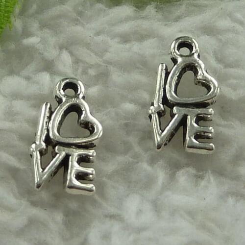 640 pieces antique silver love charms 14x8mm #3841