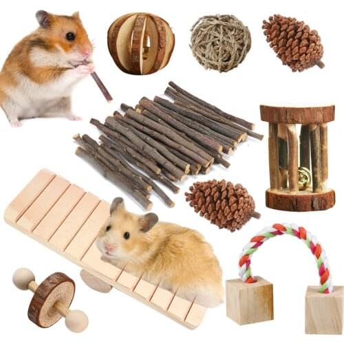 8 Pcs Hamster Chew Toys Rodent Game Natural Wood Hamster Games Small Animal Toy for Teeth Care Gerbil Chinchilla Birds Bunny