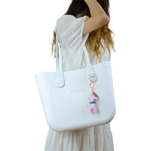 Ambag Obag O Bag Style DIY Classic Big with Zip-Up Canvas Inner Colorful Long PU Leather Handles Women EVA Silicone Handbag