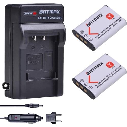 Batmax 2pcs NP-BY1 EN-EL11 Li-60B NP BY1 Battery+Charger kits for Sony HDR-AZ1VR AZ1 AZ1V AZ1VR Sport Action Cam Mini Camcorder