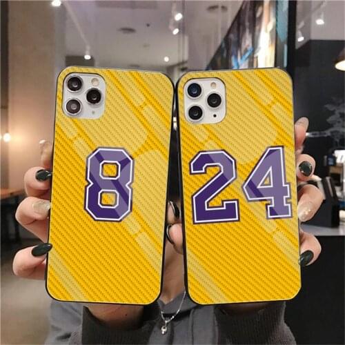 Basketball 8 24 23 Number Soft Silicone TPU Phone Cover Tempered Glass For iPhone 11 Pro XR XS MAX 8 X 7 6S 6 Plus SE 2020 case