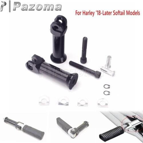 Black Motorcycle Left/ Right Passenger Foot Peg Supports Kit For Harley Softail FLSL FXBB FXBRS FXFBS FXLR FXLRS FXST 2018-2020