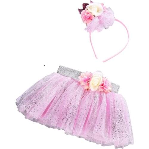 Baby Girl Tutu Skirt toddler Girls Birthday Costume Party Skirt + Headband Pink Shiny Tutu Skirt Children clothing