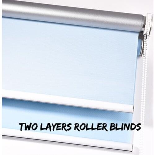 Hot sale two layers transparent and blackout customerized roller blinds curtain for window in living rooms from china factory