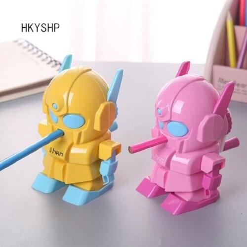 HKYSHP Cute creative stereo robot pencil sharpener children cartoon pencil sharpener school stationery office supplies