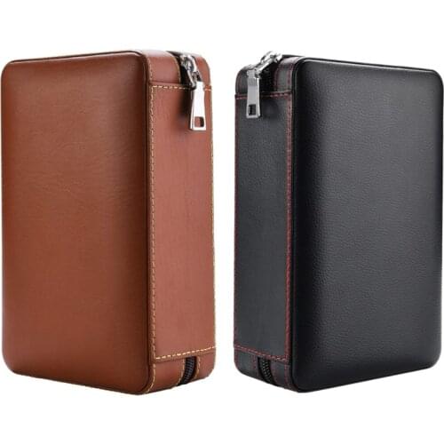 Cigar Storage Cigar Humidors Cigar Humidor Case Portable Cedar Wood Leather Travel Humidor Humidifier Set Gift Box