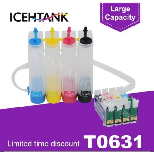 ICEHTANK T0631 - 4 Continuous Ink Tank For Epson Stylus Photo T50 R290 R295 R390 RX590 RX610 RX615 RX690 Printer