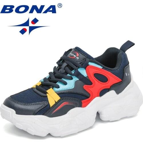 BONA 2021 New Designers Platform Casual Shoes Fashion Sneakers Women Platform Femme Lace-Up Casual Chunky Shoes Student Shoes