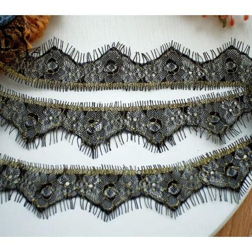 Black eyelash lace, narrow lace underwear skirt, lengthened lace accessories width 3.5cm